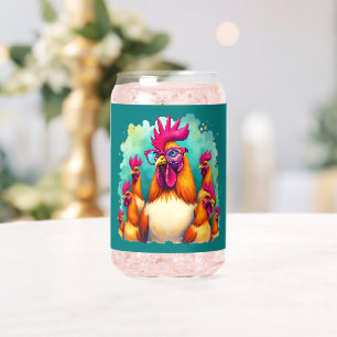 Verre Canette Illustration d'art pop rétro humoristique de coq h