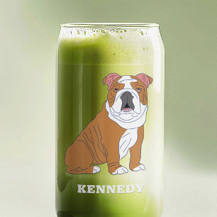 Verre Canette Illustration de Bulldog anglais personnalisée