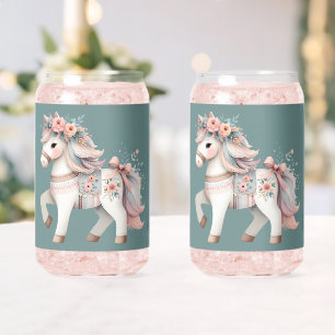 Verre Canette Illustration de cheval de fantaisie au pastel flor