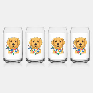 Verre Canette Illustration de chien Retriever doré mignon sur ve