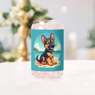Verre Canette Illustration de chiot berger allemand mignon sur l