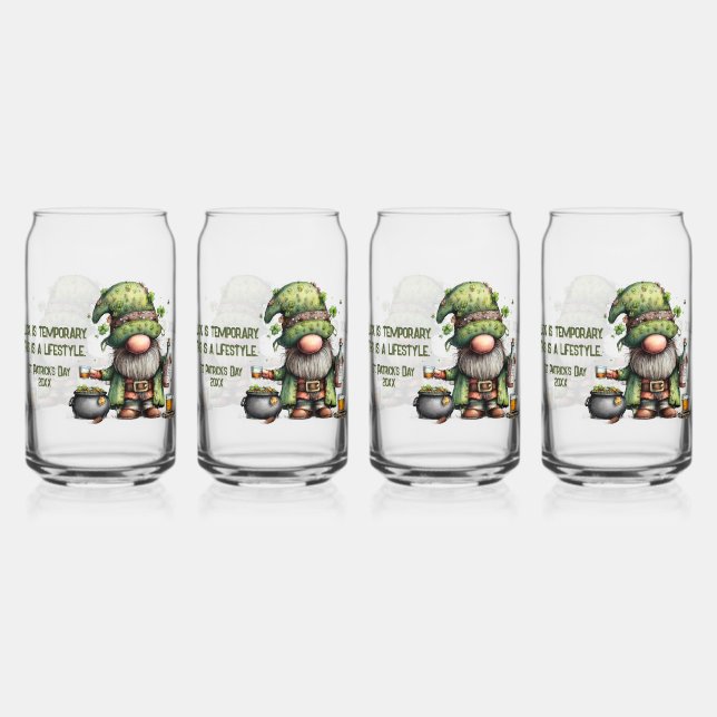 Verre Canette Illustration de gnome pour la Saint-Patrick avec t (Recto)