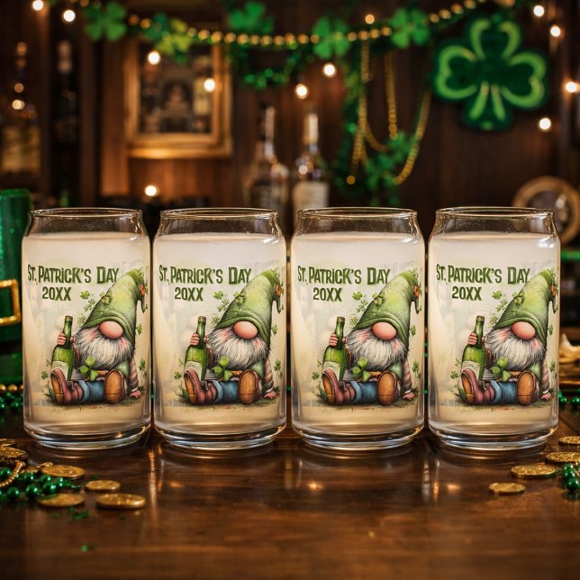Verre Canette Illustration de gnome pour la Saint-Patrick avec t (Créateur téléchargé)