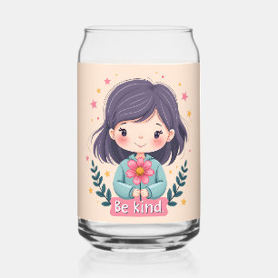 Verre Canette Illustration de Kawaii "Be Kind" - Art Intéressant