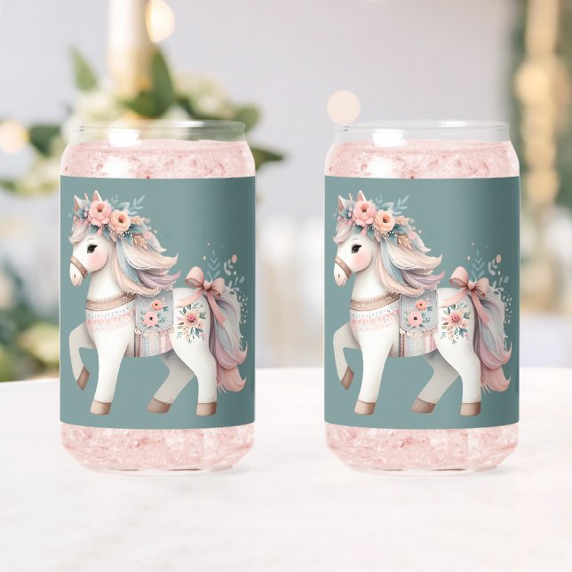 Verre Canette Illustration de l'Imaginaire Floral Pastel Horse (Insitu (Mariage))
