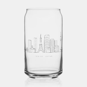 Verre Canette Illustration minimaliste de la skyline de Tokyo