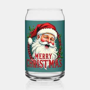 Verre Canette Illustration vintage de Noël avec le Père Noël joy