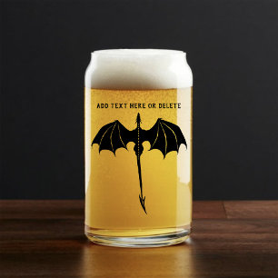 Verre Canette Imaginaire de dragon de vol tribal noir