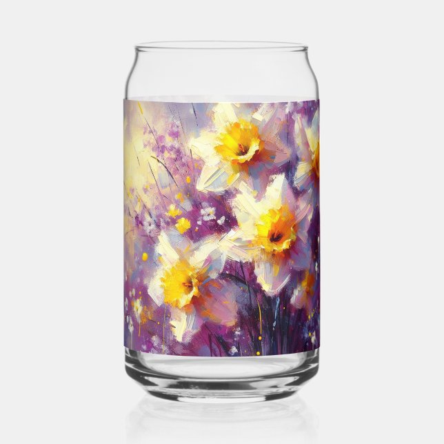 Verre Canette Impressionniste Daffodique Floral Purple Jaune Art (Recto)