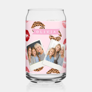 Verre Canette Imprimé léopard rose chic personnalisé motif de lè