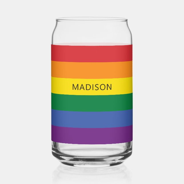 Verre Canette Indicateur Rainbow du nom personnalisé (Recto)
