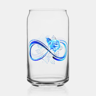 Verre Canette Infini lumineux avec rose bleue