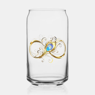 Verre Canette Infinité avec plume de paon doré