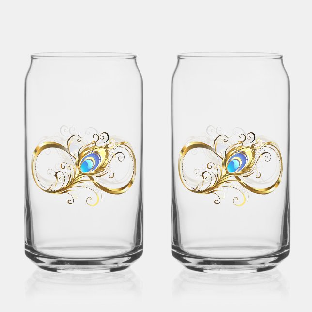 Verre Canette Infinité avec plume de paon doré (Recto)