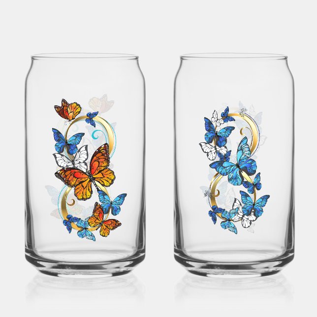 Verre Canette Infinité de papillons monarques (Recto)