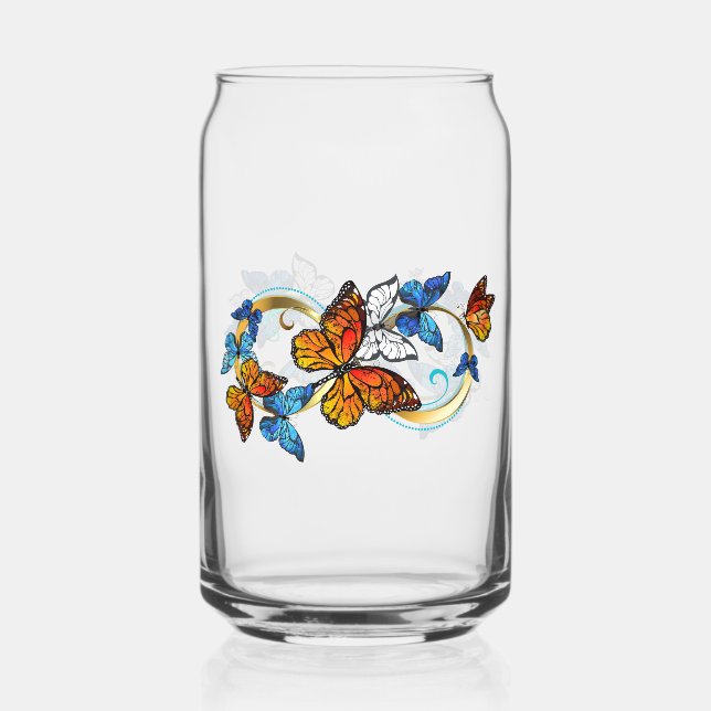 Verre Canette Infinité de papillons monarques (Recto)