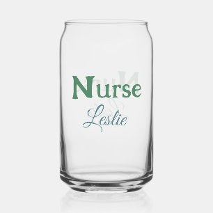 Verre Canette Infirmière médecin ajouter le nom texte vert bleu 