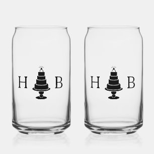 Verre Canette Initiales de gâteau mariage