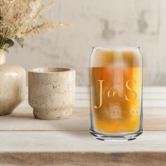 Verre Canette Initiales de mariage simples et élégantes Gold ID1 (Créateur téléchargé)