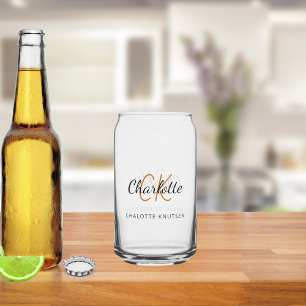 Verre Canette Initiales de monogramme de nom script