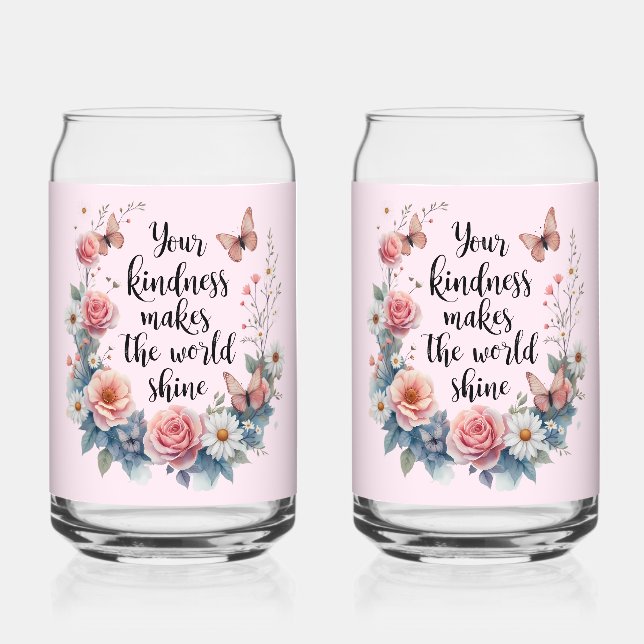 Verre Canette Inspirational Floral Quote with Butterflies (Recto)