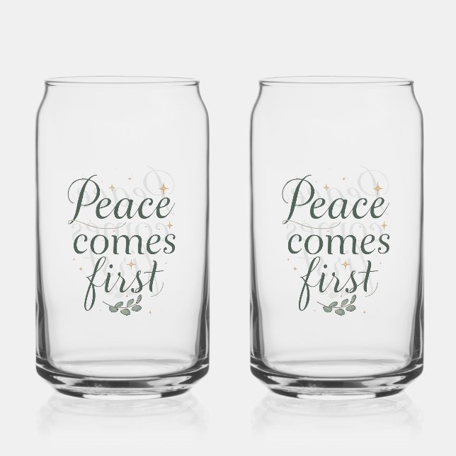Verre Canette Inspirational "Peace Comes First" Quote (Recto)