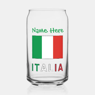 Verre Canette Italia et Drapeau Italien Personnalisation verte