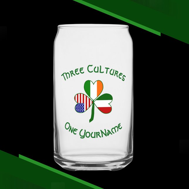 Verre Canette Italien irlandais Shamrock américain personnalisé (Créateur téléchargé)