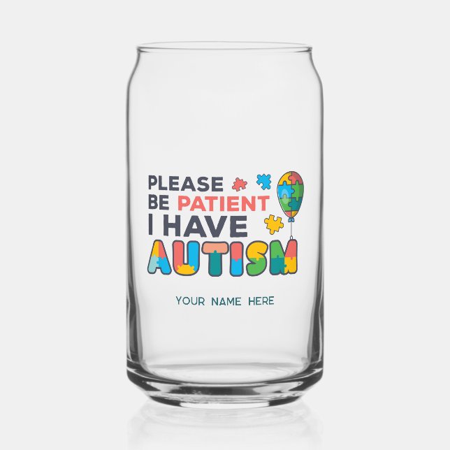 Verre Canette J'ai Autism ID Nom personnalisé (Recto)
