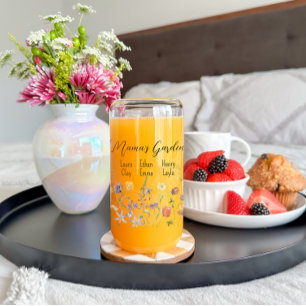 Verre Canette Jardin botanique floral personnalisé