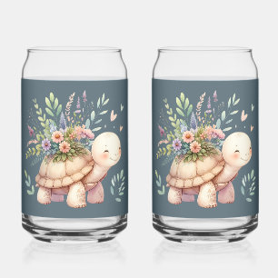 Verre Canette Jardin de Cottage Tortue Aquarelle