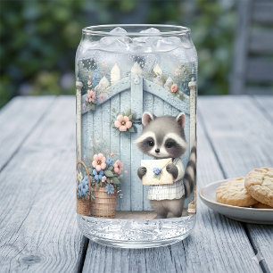 Verre Canette Jardin de lettres au Raton laveur pastel