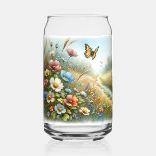 Verre Canette Jardin de papillons de la prairie fleurie