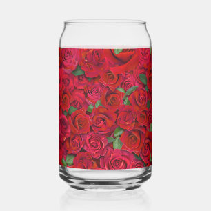 Verre Canette Jardin de roses rouges motif floral romantique san