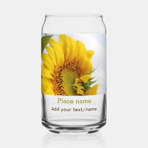 Verre Canette Jardin de tournesol jaune ajouter photo nom du tex