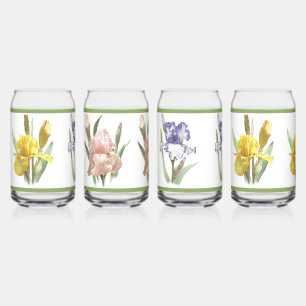 Verre Canette Jardin d'Iris Assortiment d'Art Botanique Piscine