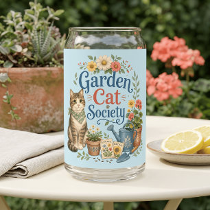 Verre Canette Jardin Société Féline Cottagecore Florales