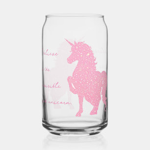 Verre Canette Je crois en la licorne rose invisible.