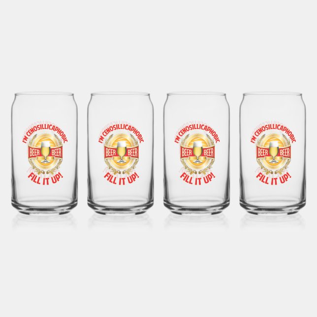 Verre Canette Je suis Cenosillicaphobic Ensemble de 4 Lunettes d (Recto)