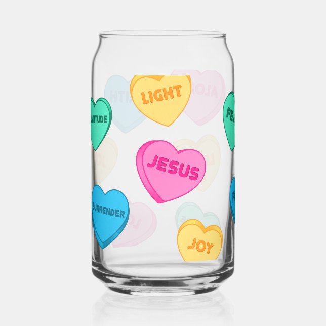 Verre Canette Jésus plein d'amour Coeurs de conversation (Gauche)