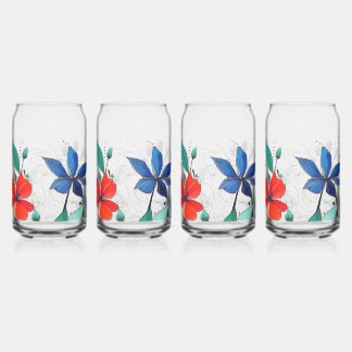 Verre Canette Jeu de fleurs de 4, 16oz, 470ml