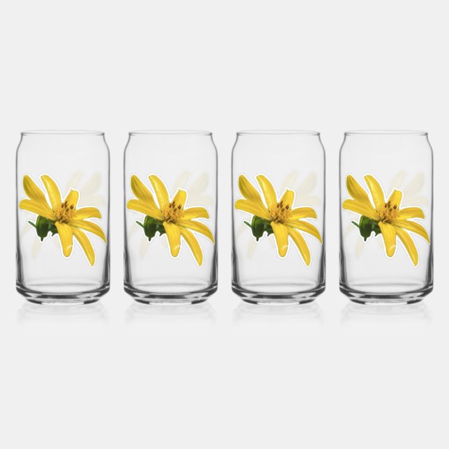 Verre Canette Jeu de fleurs jaunes 4 (Recto)