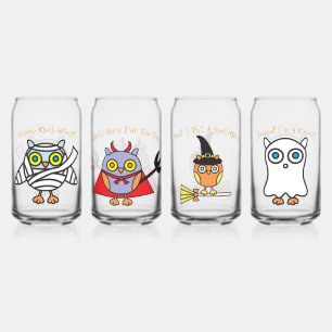 Verre Canette Jeu de produits de buverie Halloween Owls de 4