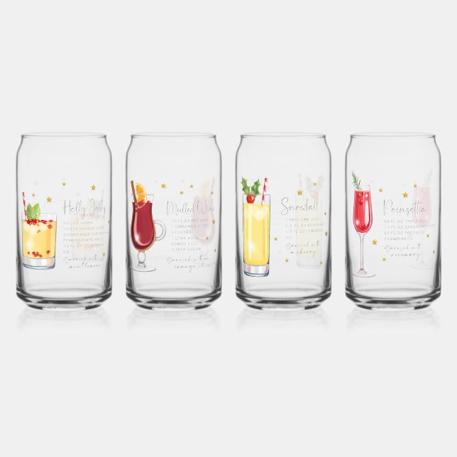 Verre Canette Jeu de recettes de cocktails de Noël 1 (Recto)