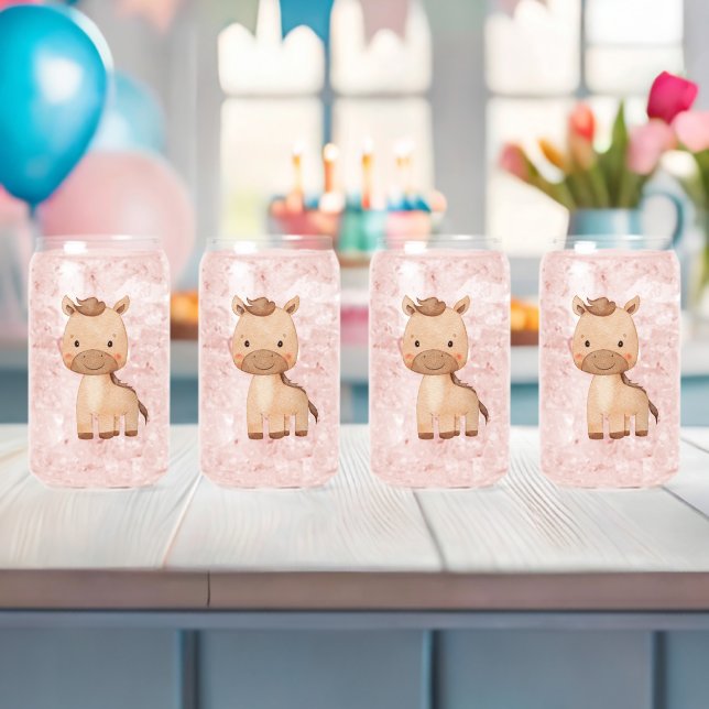 Verre Canette Joli Cheval Brun (Insitu (Baby Shower))