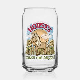 Verre Canette Joli cheval de ferme heureux