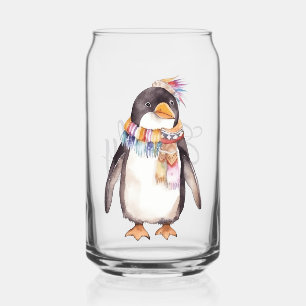 Verre Canette Joli design de pingouin hippie aquarelle boho