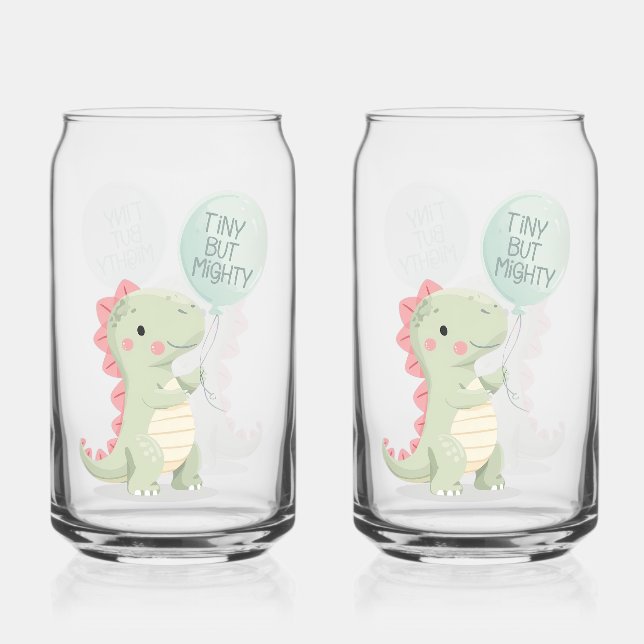 Verre Canette Joli dinosaure "Petit mais puissant" (Recto)