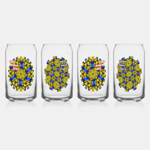 Verre Canette Joli Motif de fleurs dorées