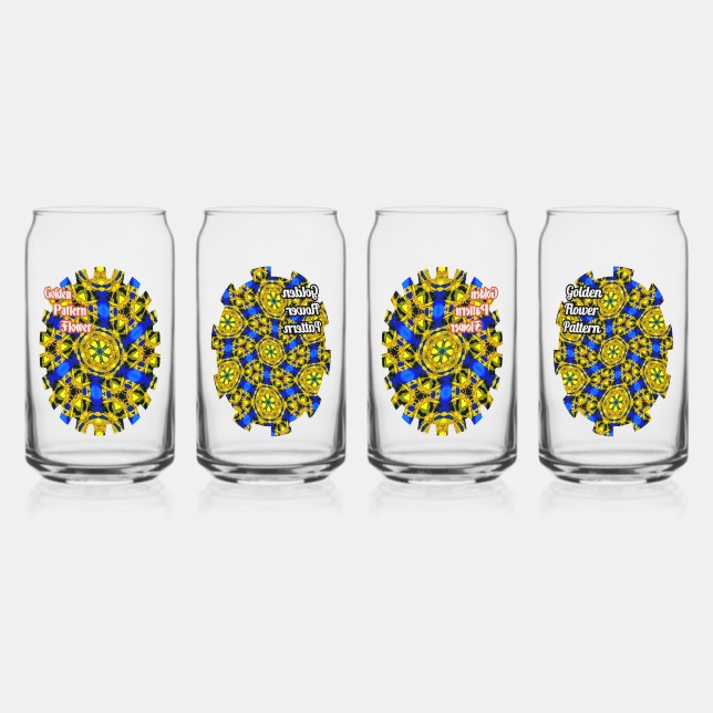 Verre Canette Joli Motif de fleurs dorées (Recto)